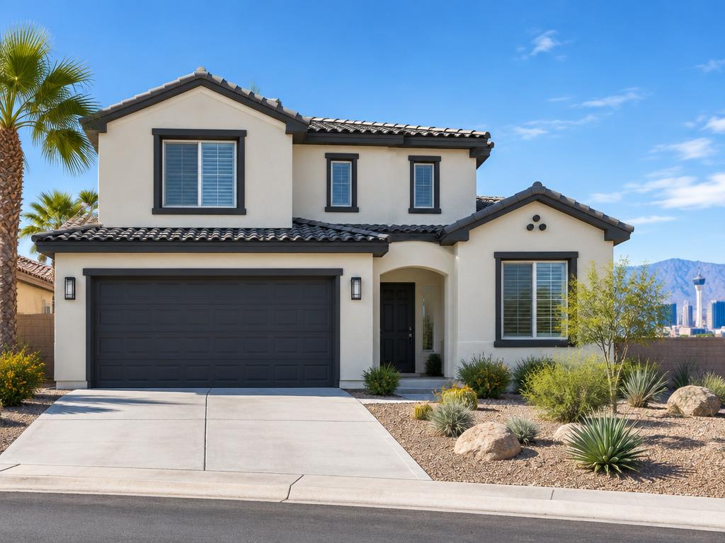 Freshly painted stucco home exterior in the Las Vegas Valley
